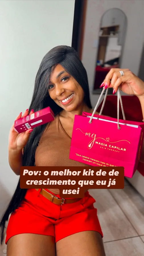 Cliente Isa com o kit completo Magia Capilar