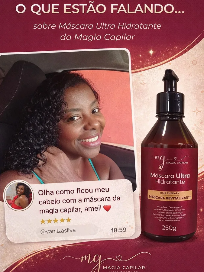 Cliente Vanilza com a Máscara Ultra Hidratante